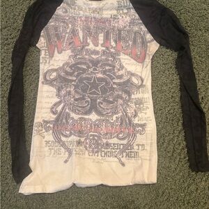 Daytrip Kids Wanted Graphic Long Sleeve Shirt - Black and White